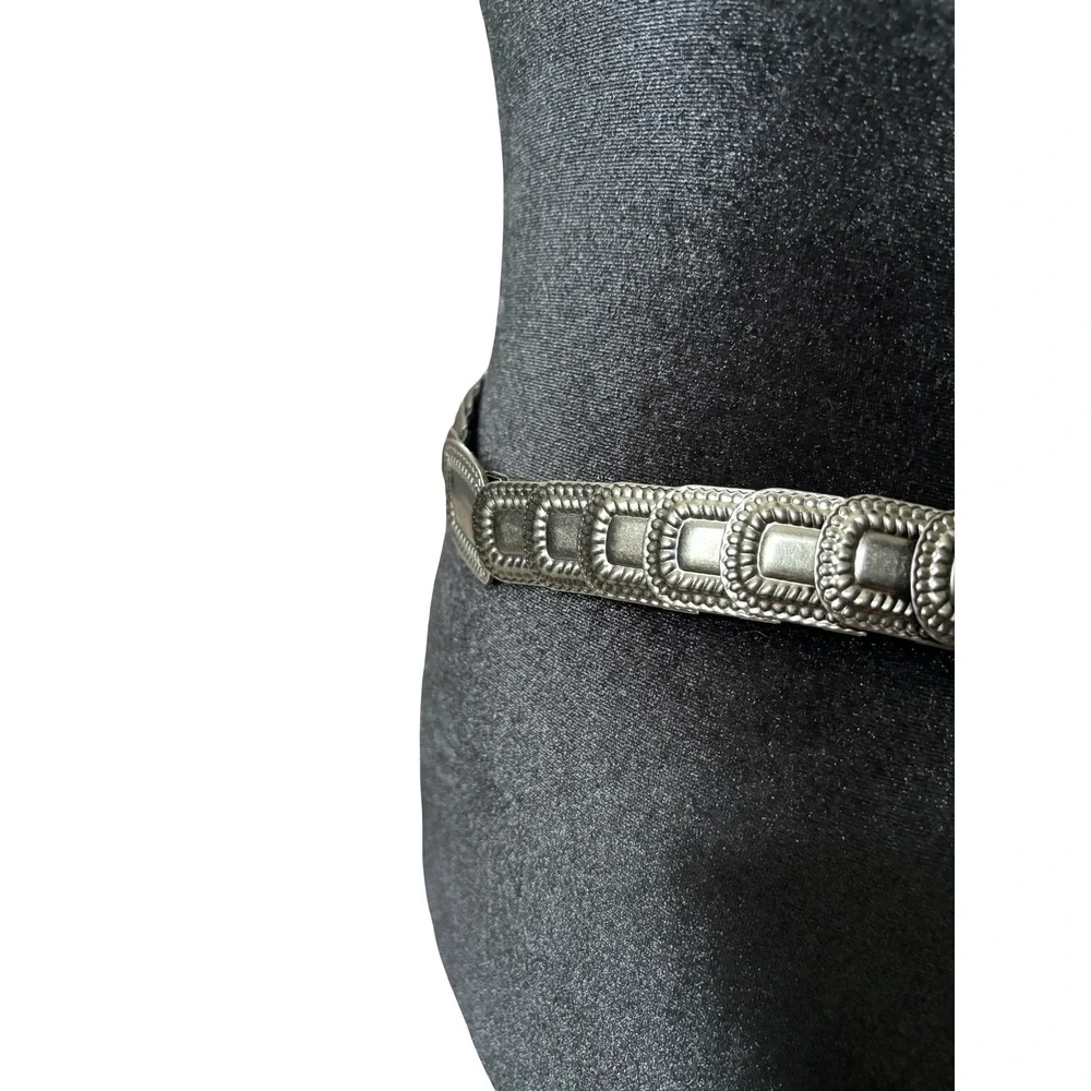 Vintage Silver Tone Concho Stretch Belt Western Boho Elastic Waist One Size